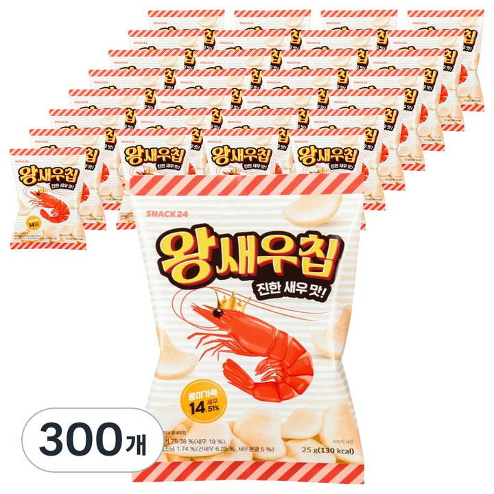 스낵24 왕새우칩, 300개, 25g