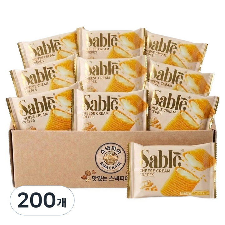 Sable 미니 크레페 치즈크림 맛, 20g, 200개