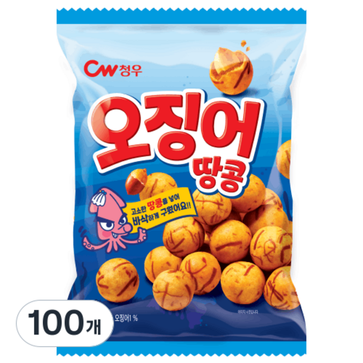 청우식품 오징어땅콩, 90g, 100개