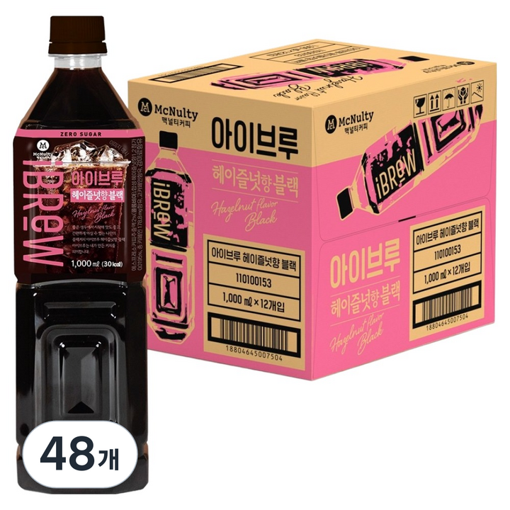 맥널티커피 아이브루 헤이즐넛향 블랙커피, 48개, 1L
