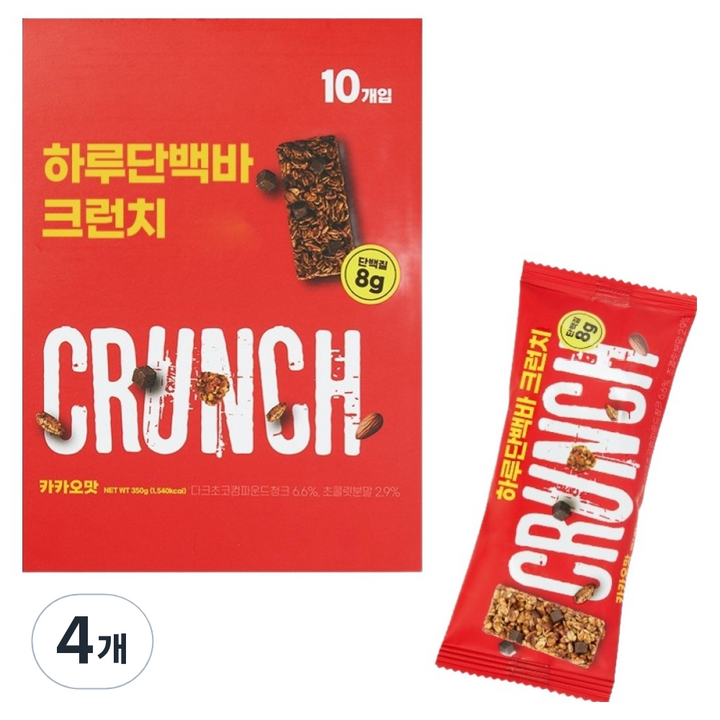 프로틴방앗간 하루단백바 크런치 카카오맛, 350g, 4개