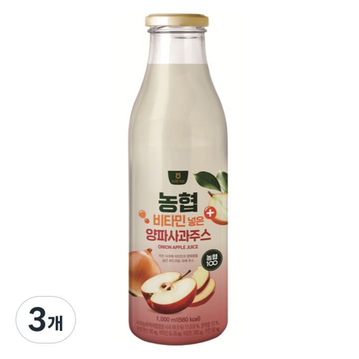 농협식품 양파사과주스, 3개, 1L