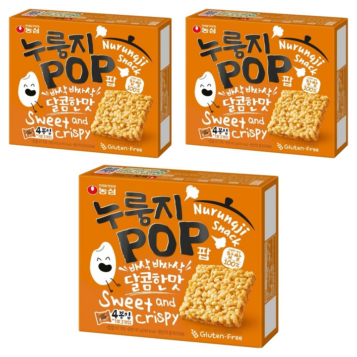 농심 누룽지팝, 142g, 3개