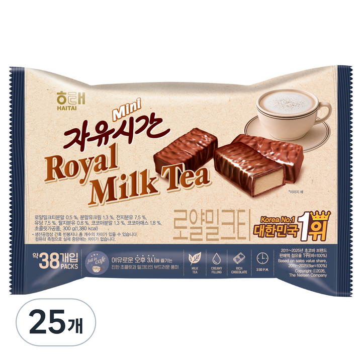 자유시간 미니 로얄밀크티맛, 300g, 25개