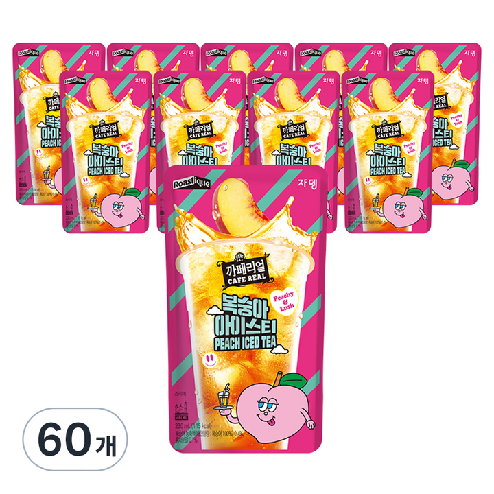 까페리얼 복숭아 아이스티, 230ml, 60개