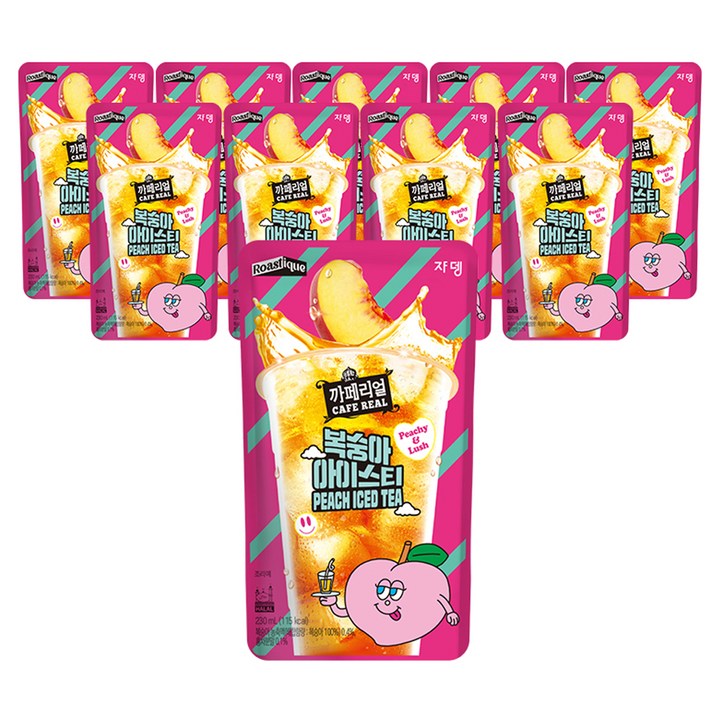 까페리얼 복숭아 아이스티, 230ml, 10개