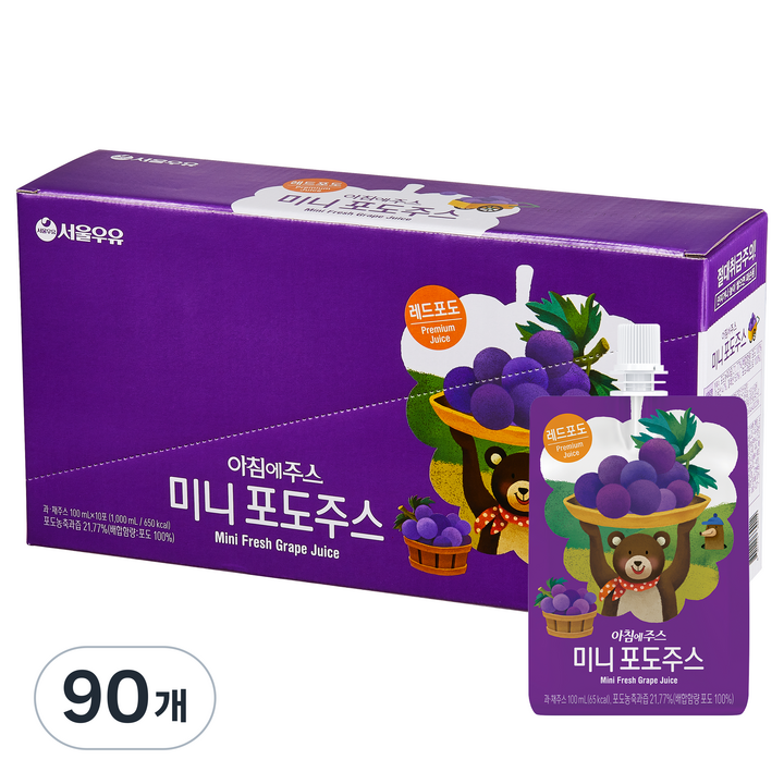 아침에주스 미니 포도 주스, 100ml, 90개