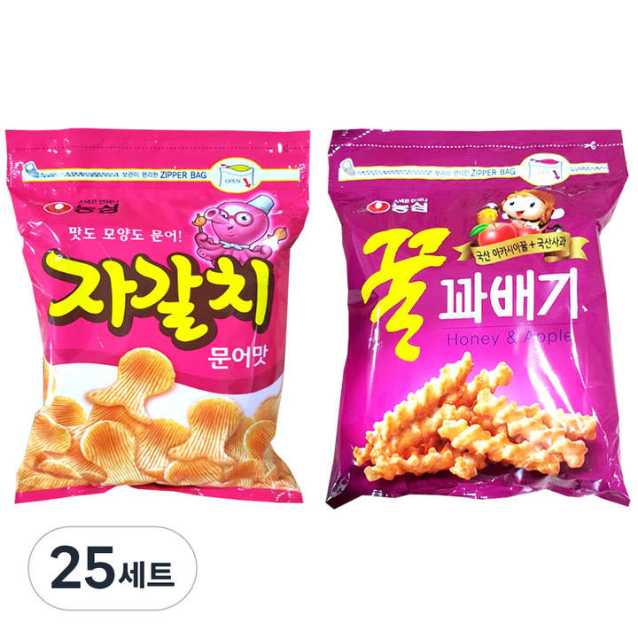 농심 자갈치 지퍼 286g + 꿀꽈배기 지퍼 285g, 25세트