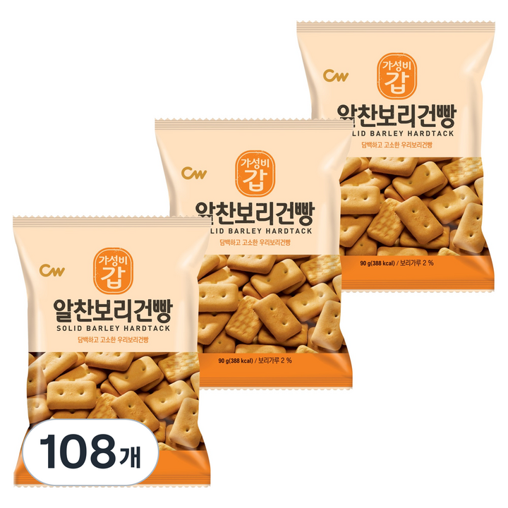 청우식품 알찬보리건빵 과자, 90g, 108개