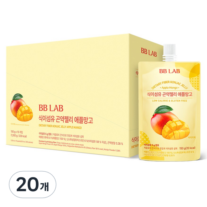 비비랩 뉴트리원 식이섬유 곤약젤리 애플망고, 150g, 20개