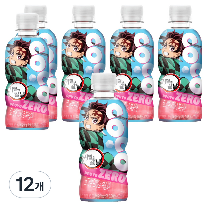 뿌요 코코 제로 복숭아 랜덤발송, 12개, 280ml