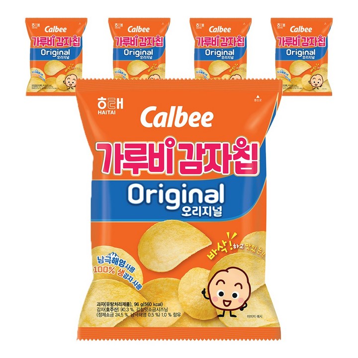 가루비 감자칩 오리지널, 96g, 5개