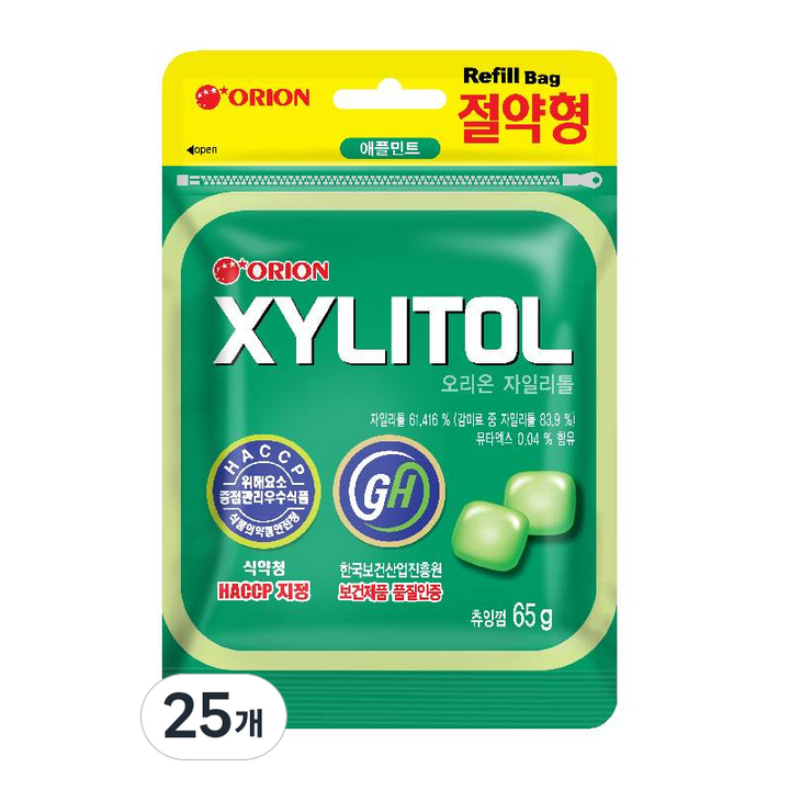 오리온 자일리톨 리필, 65g, 25개