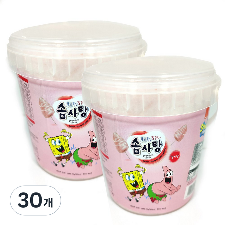 스폰지밥 솜사탕 딸기향, 40g, 30개