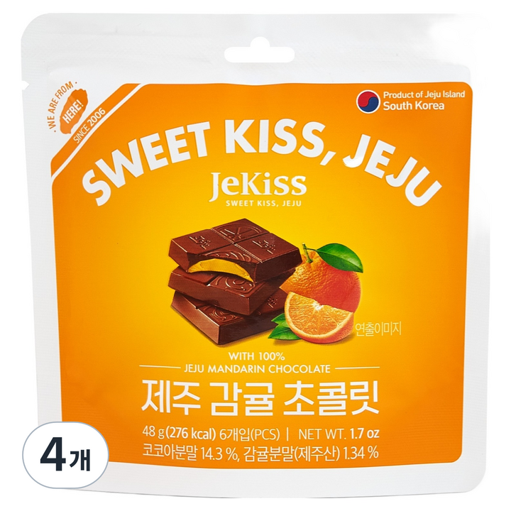 제키스 제주 감귤 초콜릿 6p, 48g, 4개