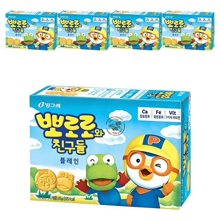 빙그레 뽀로로와친구들 플레인 크래커, 65g, 5개