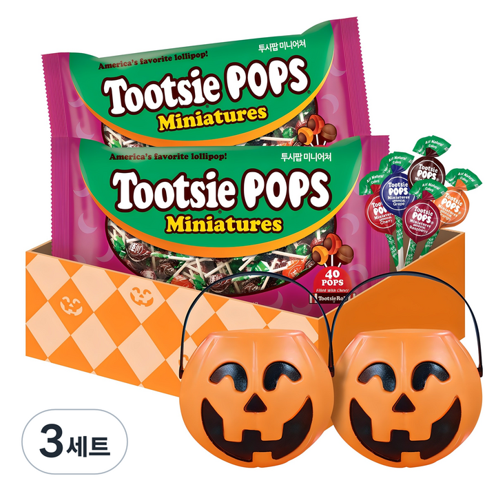 투시팝 미니어처 사탕 40p x 2p + 호박 바구니 세트, 400g, 3세트