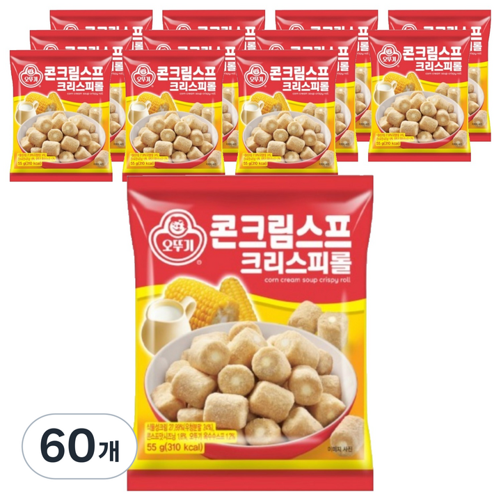 오뚜기 콘크림스프 크리스피롤, 55g, 60개