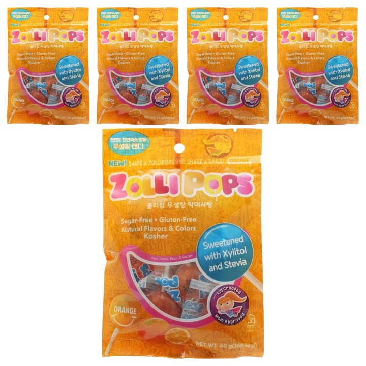 졸리팝 무설탕 막대사탕, 40g, 5개