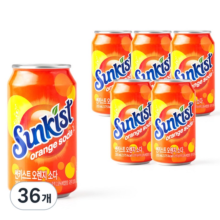 광동 썬키스트 오렌지 소다, 355ml, 36개