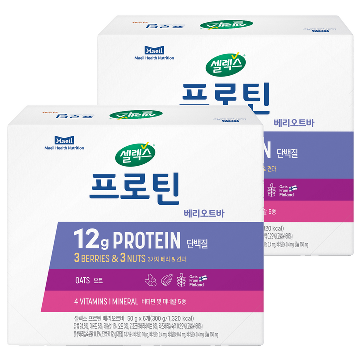 셀렉스 프로틴 베리오트바 프로틴바, 300g, 2개