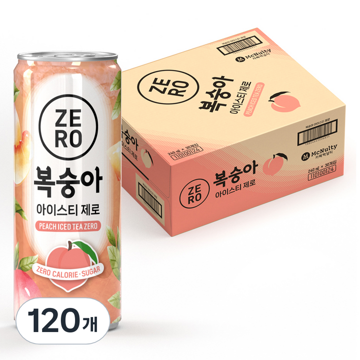 맥널티커피 복숭아 아이스티 제로, 240ml, 120개