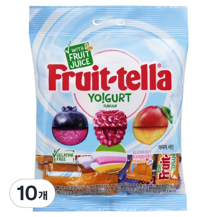 후르트텔라 요구르트향 츄잉캔디, 100g, 10개