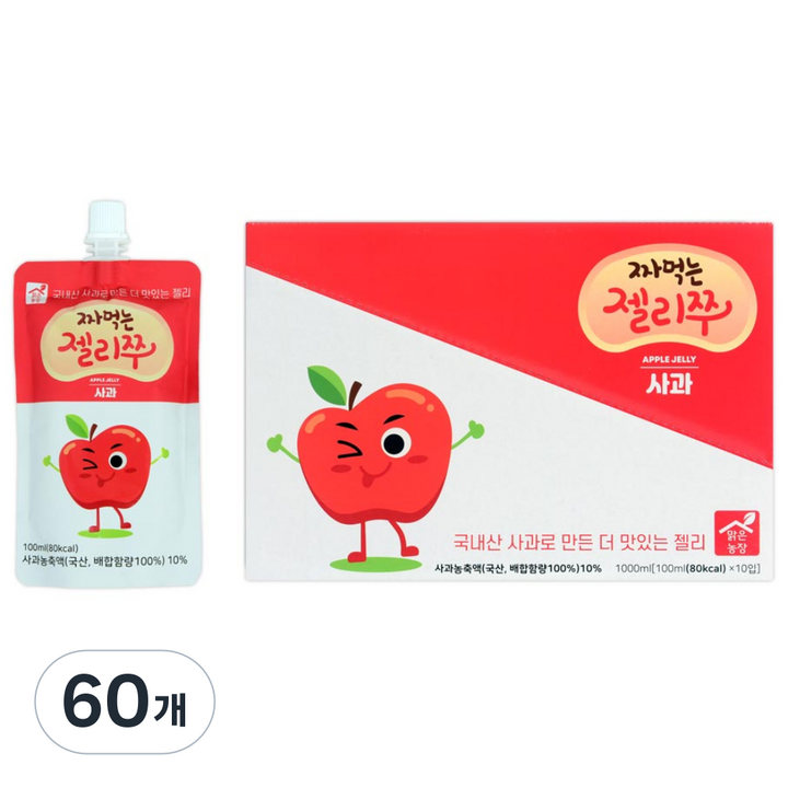맑은농장 짜먹는 젤리쭈 사과, 100ml, 60개