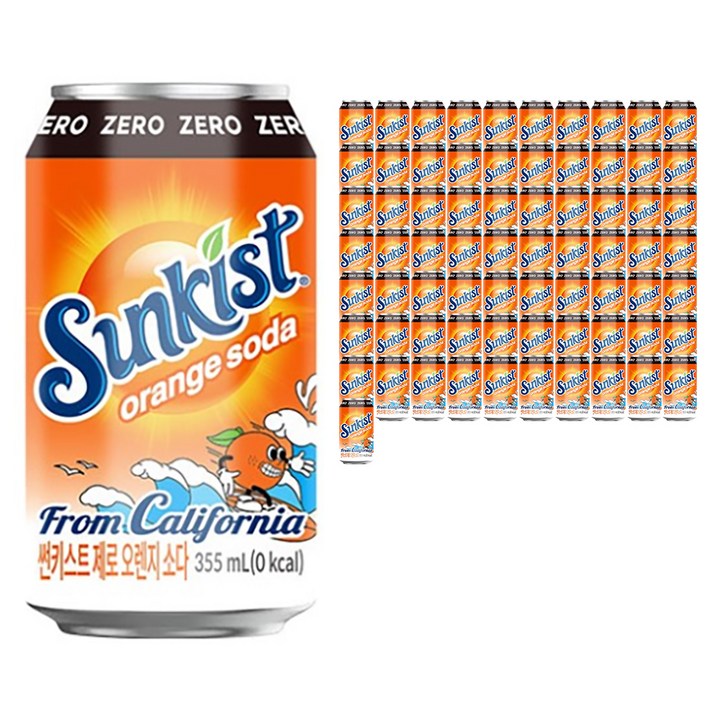광동제약 썬키스트 제로 오렌지 소다, 355ml, 72개
