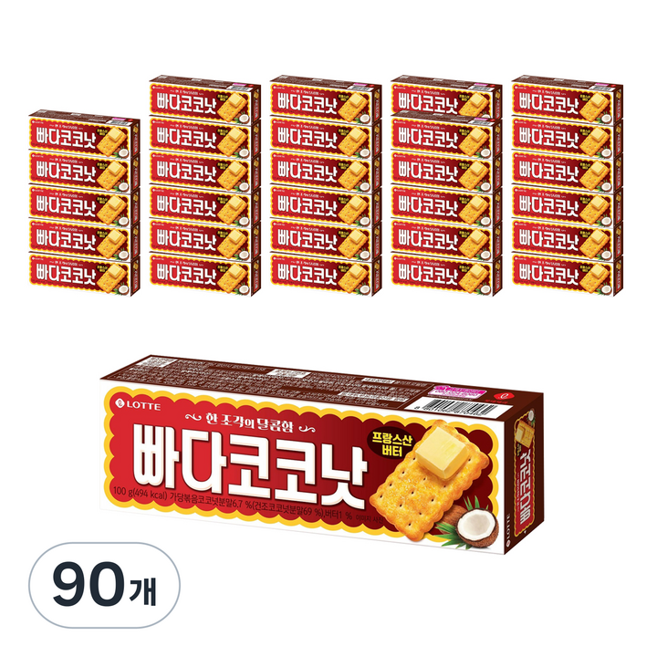 롯데웰푸드 빠다코코낫, 100g, 90개
