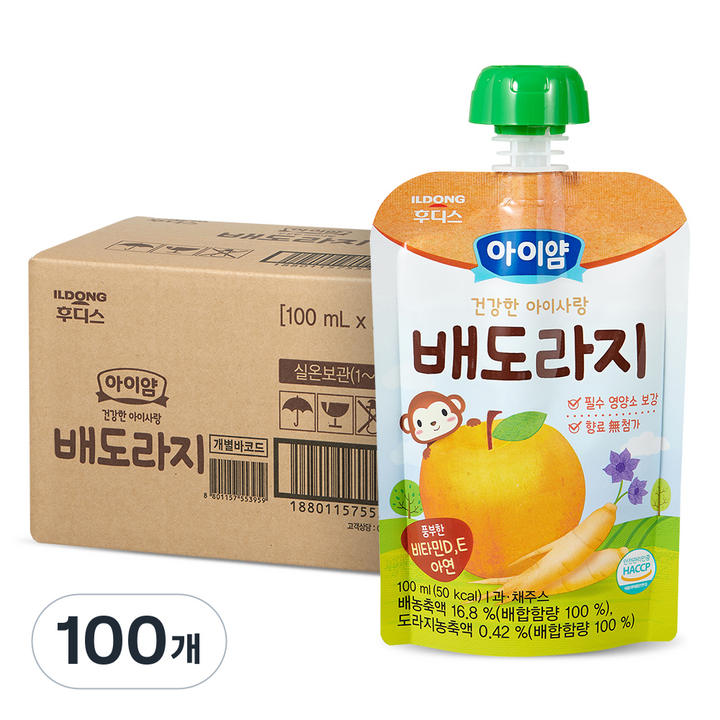 일동후디스 아이얌 건강한 아이사랑 주스, 100개, 100ml