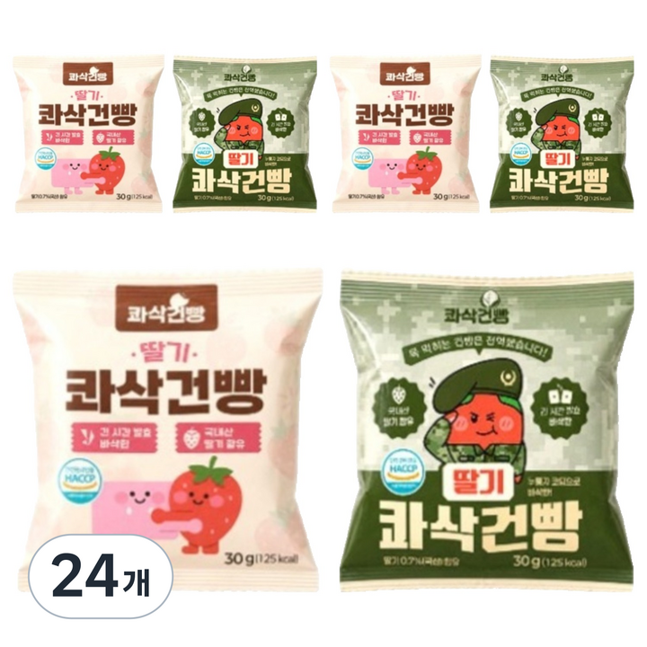 정든식품 딸기 바삭한 콰삭건빵, 30g, 24개