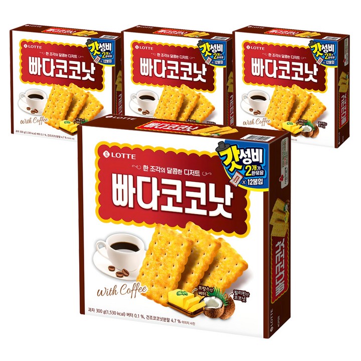 롯데웰푸드 빠다코코낫, 300g, 4개