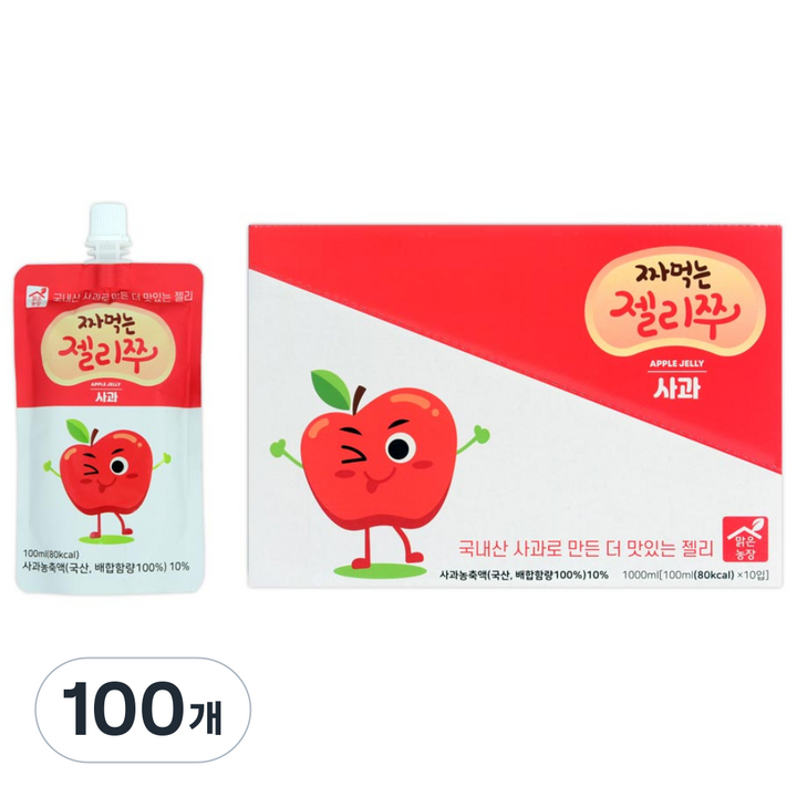 맑은농장 짜먹는 젤리쭈 사과, 100ml, 100개