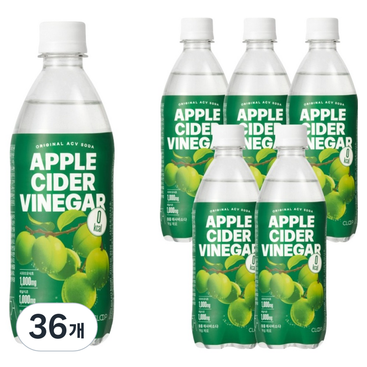 클룹 애사비소다 매실 제로 탄산음료, 500ml, 36개