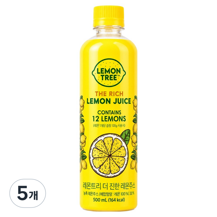 레몬트리 더진한 레몬주스, 5개, 500ml