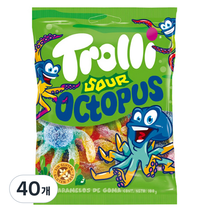 트롤리 사우어 옥토퍼스 젤리, 100g, 40개