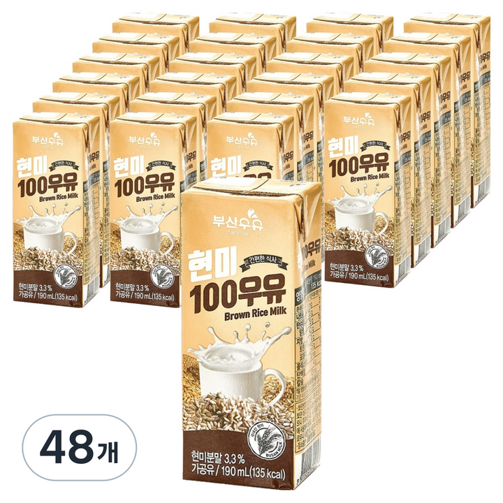 부산우유 멸균현미우유, 190ml, 48개