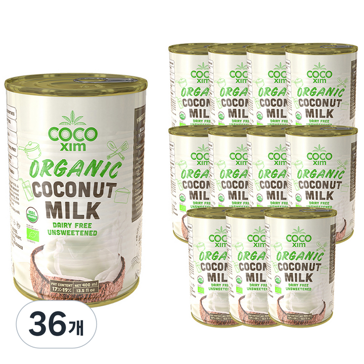 코코씸 쿠킹용 코코넛 밀크 오가닉, 400ml, 36개