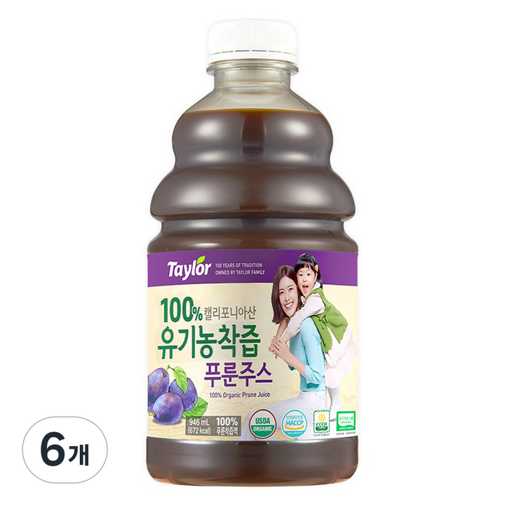 테일러 유기농 착즙 푸룬 주스, 946ml, 6개