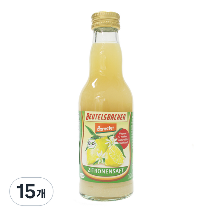 베텔스바허 유기농 레몬 주스, 200ml, 15개