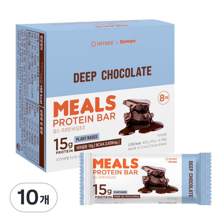 인테이크 밀스 프로틴 바 딥초코, 400g, 10개