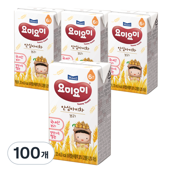 요미요미 안심아이차 보리, 125ml, 100개