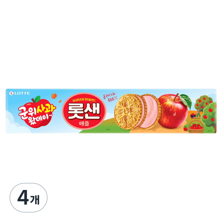 롯데웰푸드 롯샌 군위사과 애플, 105g, 4개