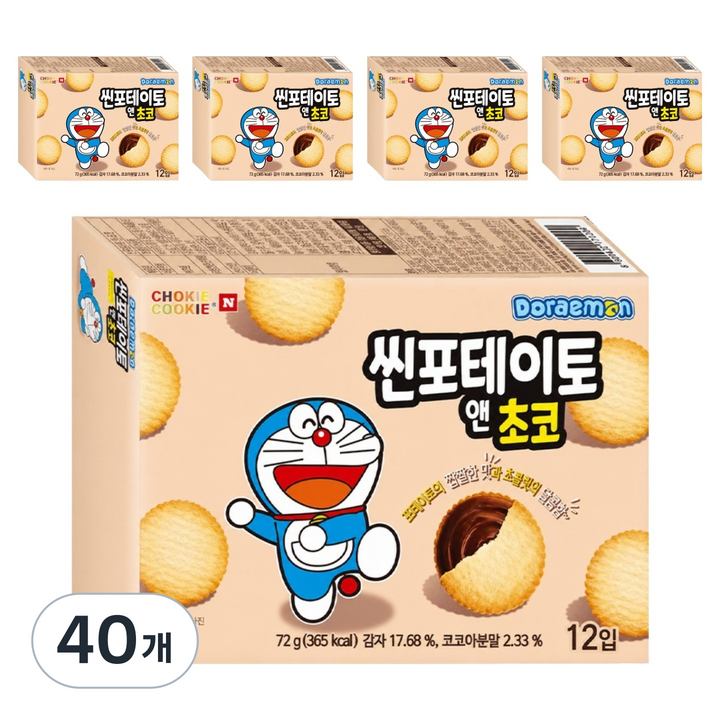 초키앤쿠키 도라에몽 씬 포테이토 앤 초코, 72g, 40개