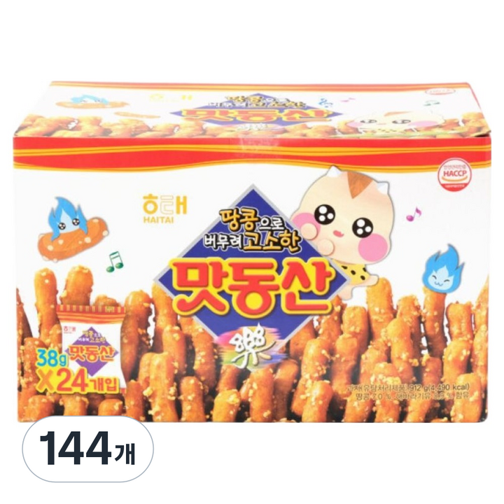 해태제과 맛동산 과자, 38g, 144개