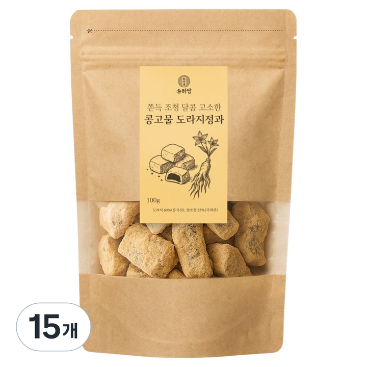 유하담 쫀득조청 달콤 고소한 콩고물 도라지정과, 100g, 15개