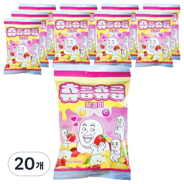 츄릅츄릅 달코미 소프트 츄잉 과일맛 6종 캔디, 75g, 20개