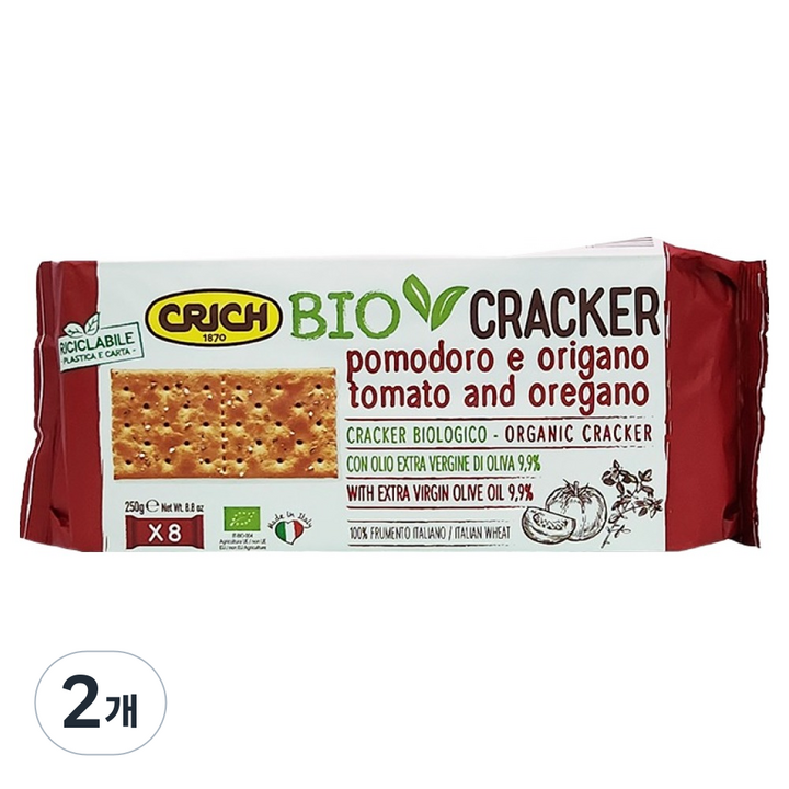크릭 유기농 엑스트라버진 올리브유 토마토 & 오레가노 크래커 8p, 250g, 2개