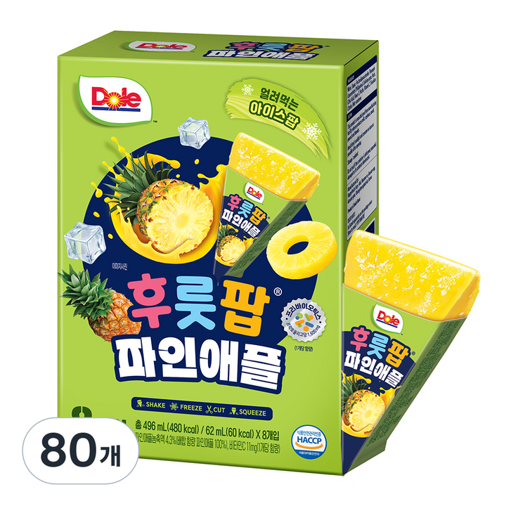 돌 후룻팝 파인애플 8p, 62ml, 80개